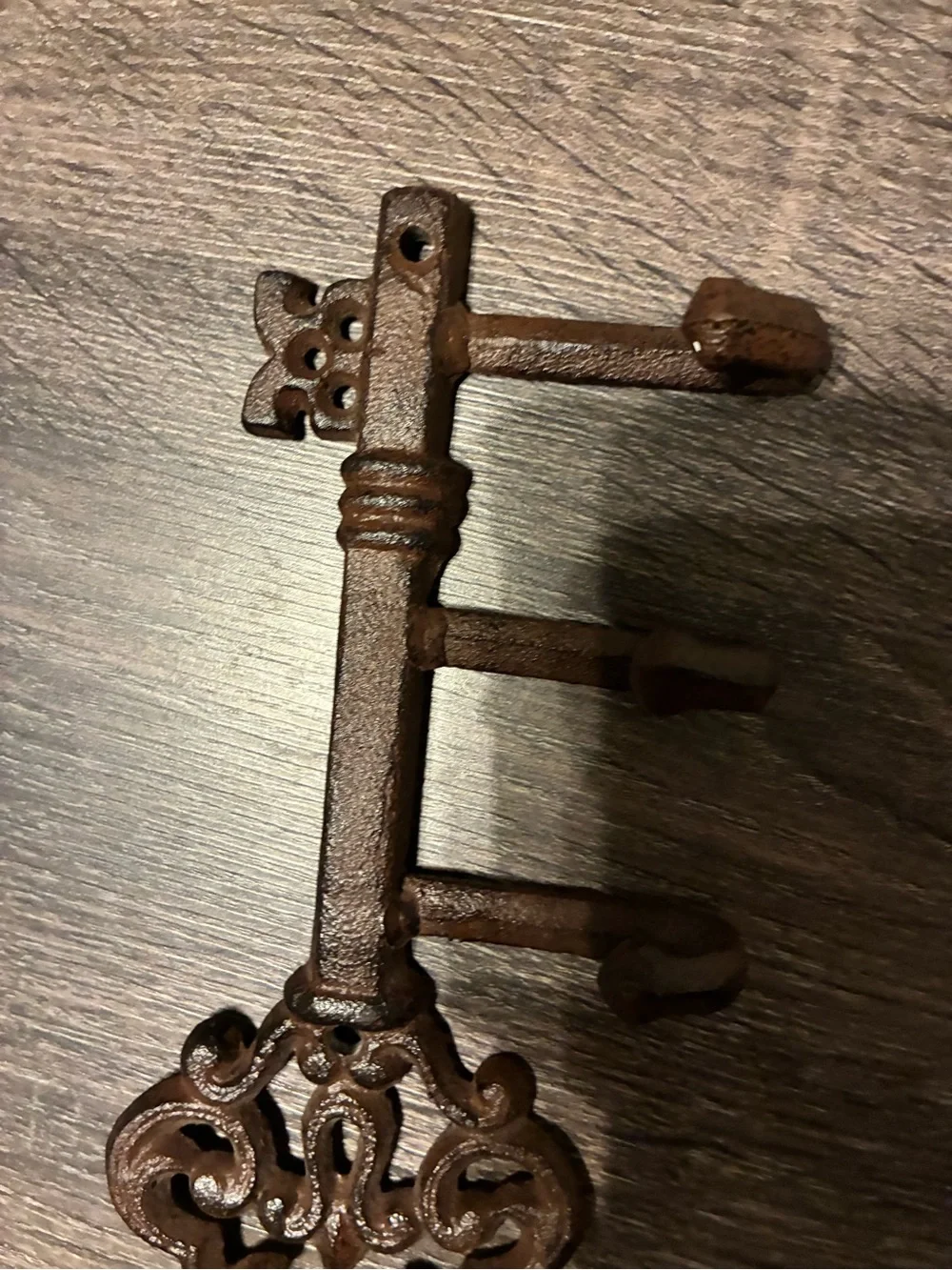 Rust Brown Decorative Cast Iron Wall Hook Rack